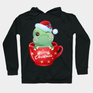 Cute Christmas T Rex Dinosaur In A Cup Hoodie